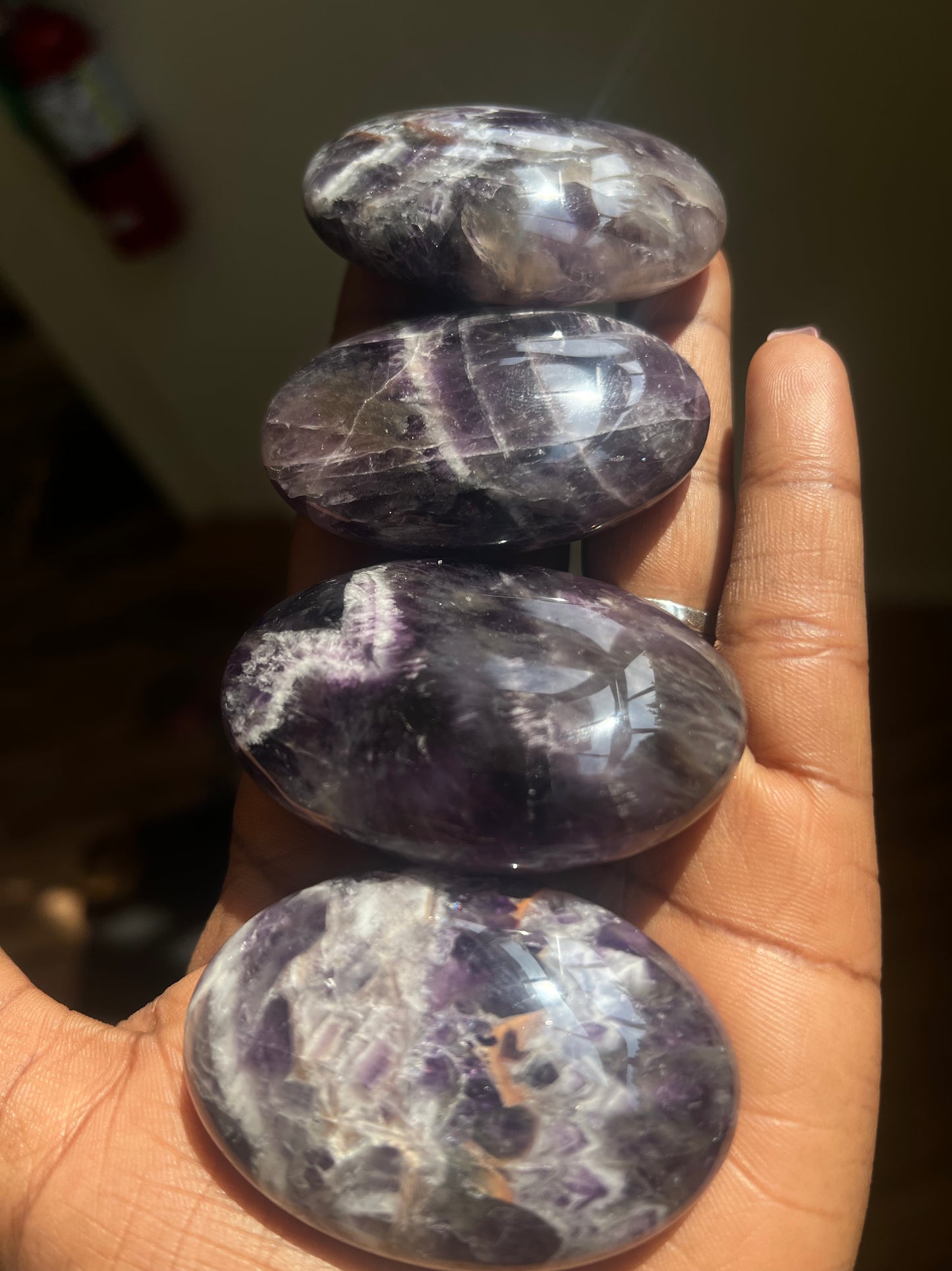 Chevron Amethyst Palm Stone