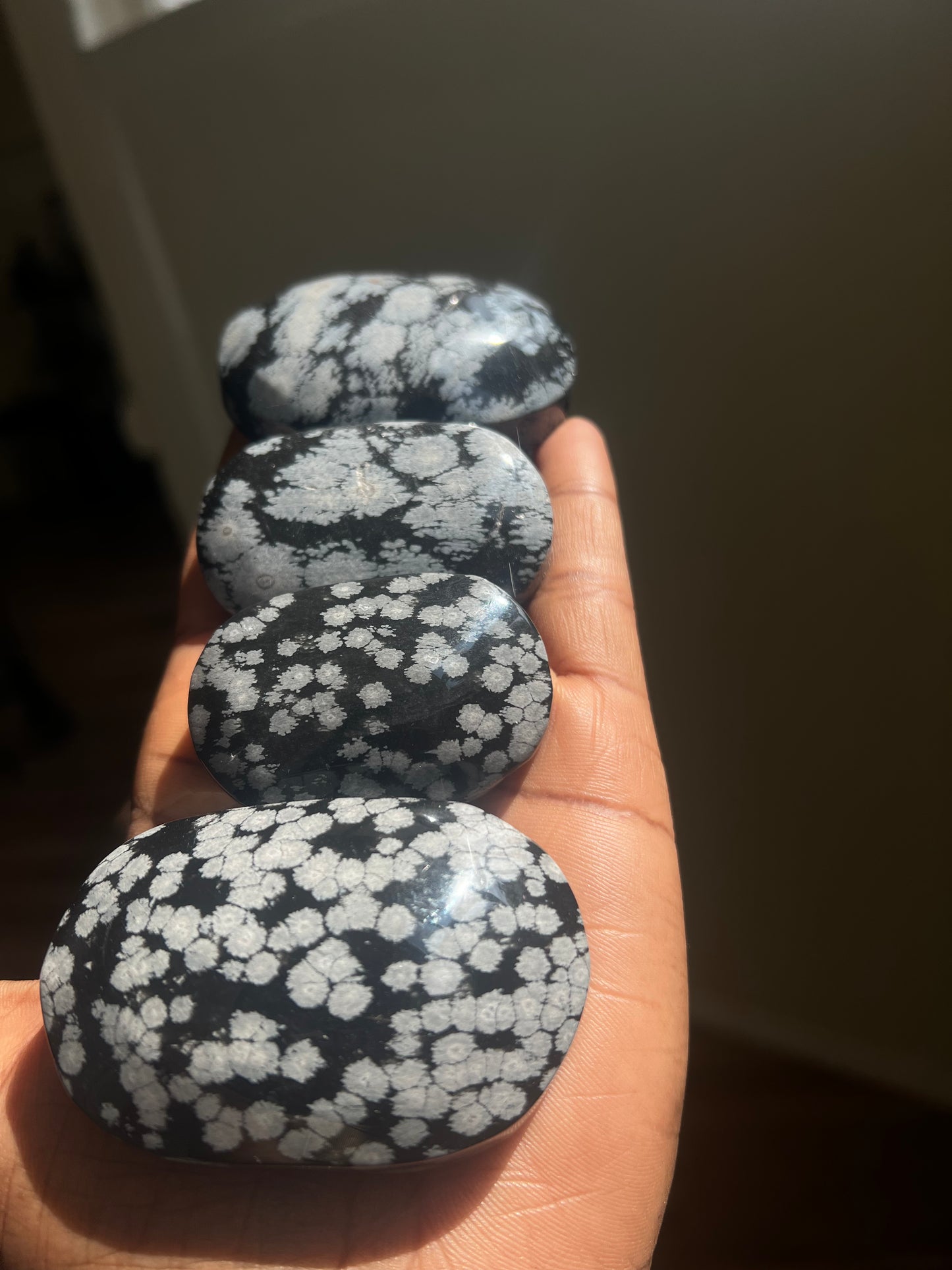 Snowflake Obsidian Palm Stone