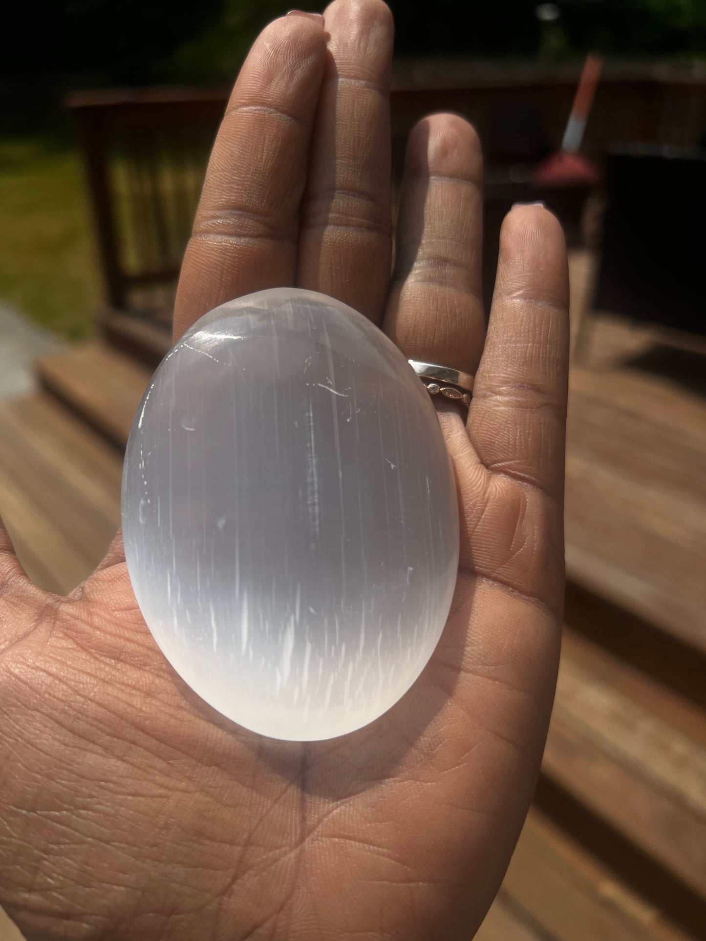 Selenite Palm Stone