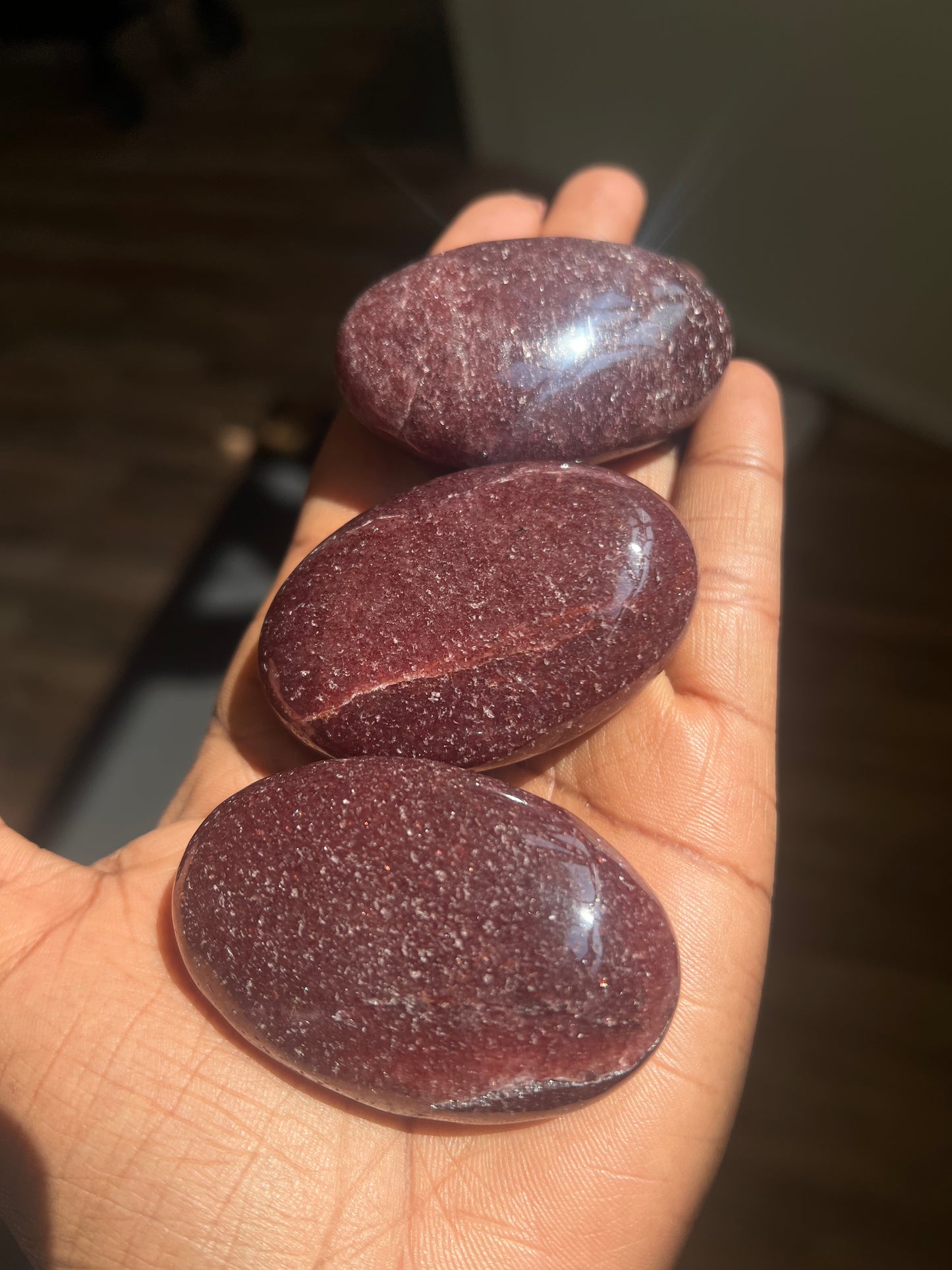 Strawberry Sunstone Palm Stone