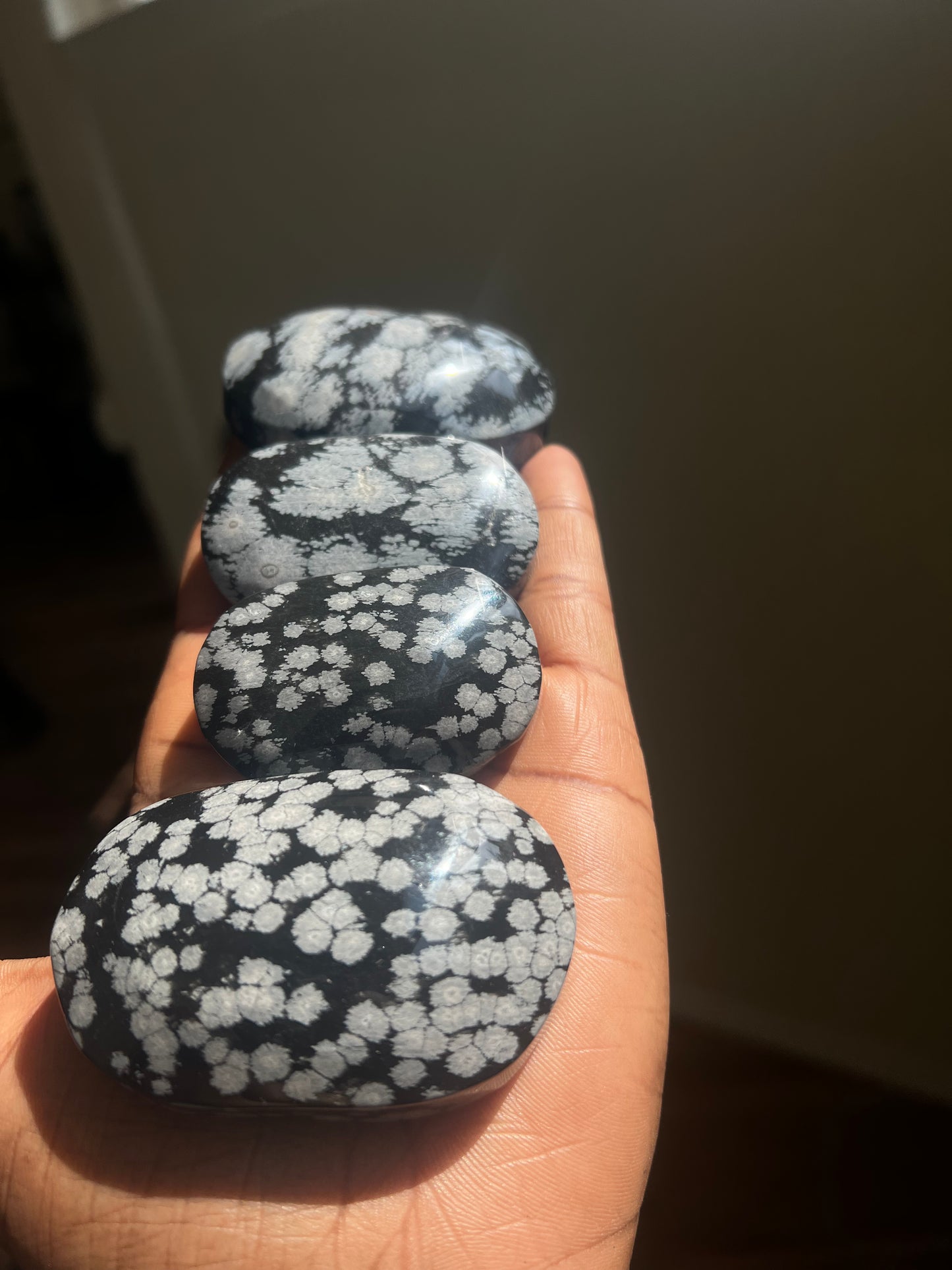 Snowflake Obsidian Palm Stone
