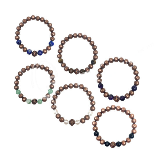 Copper Beads and Stone 8mm Bracelet