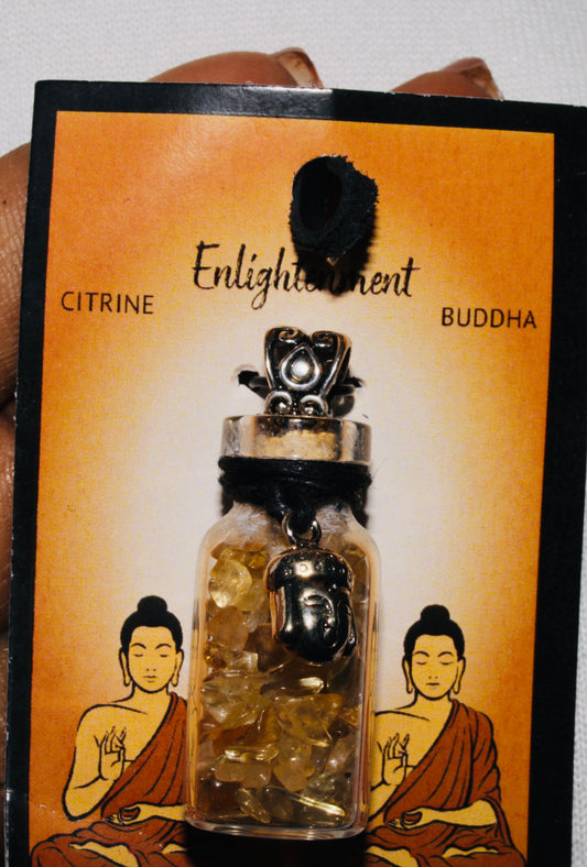 Citrine Chips in a bottle with Buddha Necklace