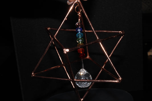 Copper Merkaba with Chakra Crystal 4"